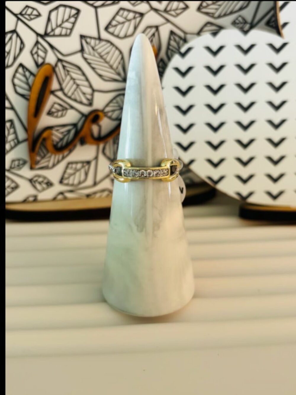 Boutique Mixed Metal and CZ Dainty Ring - Size 7
